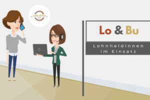 Zwei Frauen im Büro, telefonierend.