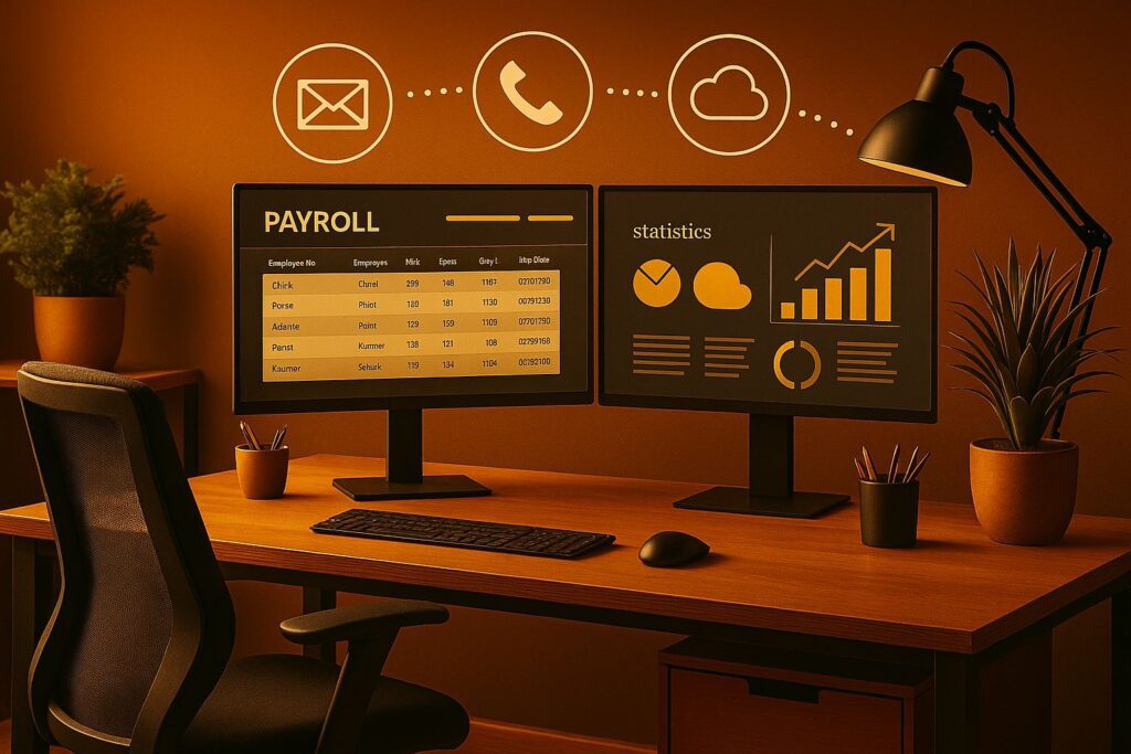 Moderne Büroumgebung mit Gehaltsabrechnung