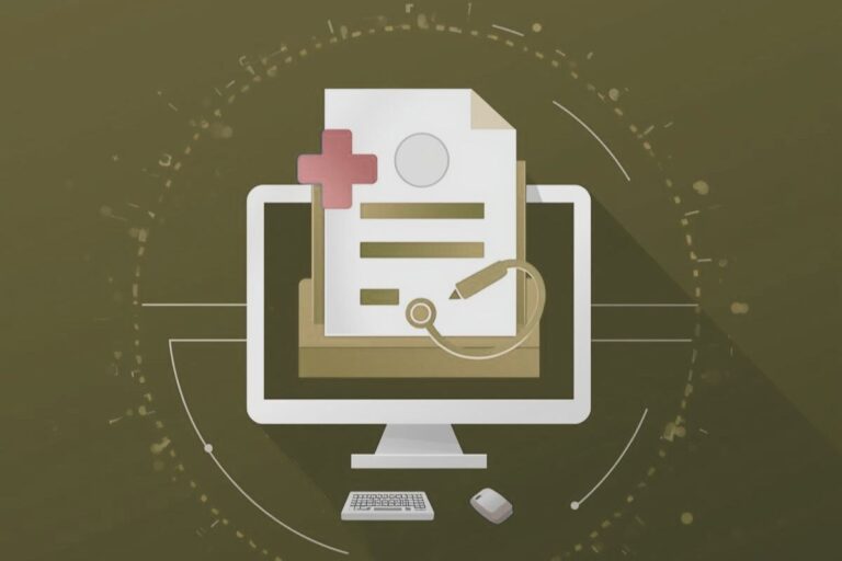 eAU - Digitale Arbeitsunfähigkeitsbescheinigung auf Bildschirm.