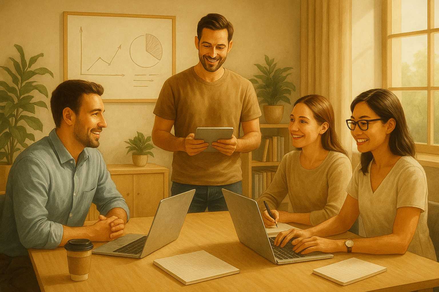 Gruppendiskussion über Geschäftsideen.