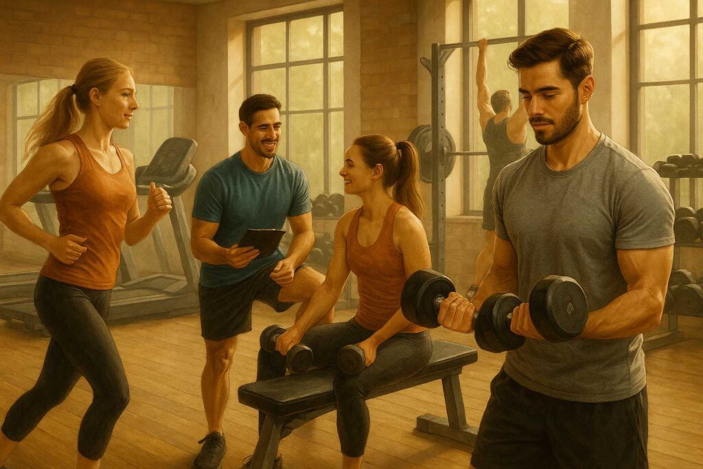 Gruppentraining im Fitnessstudio