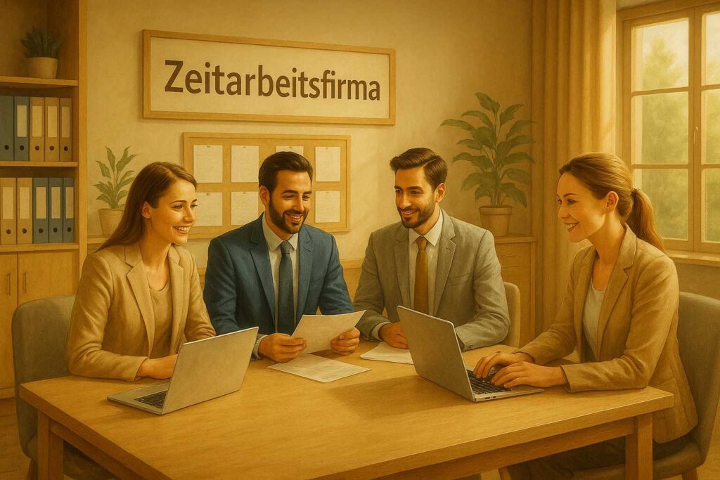 Besprechung in einer Zeitarbeitsfirma.