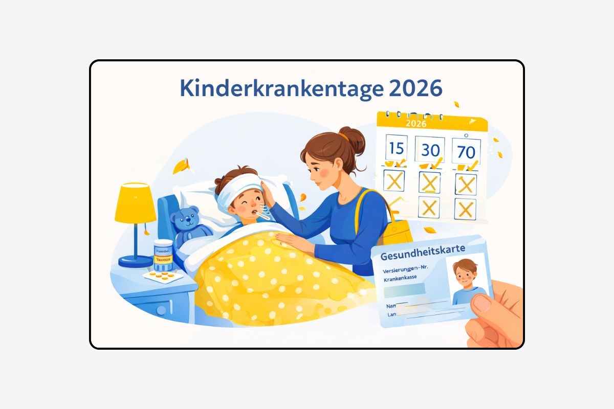 Krankes Kind im Bett mit Betreuung.