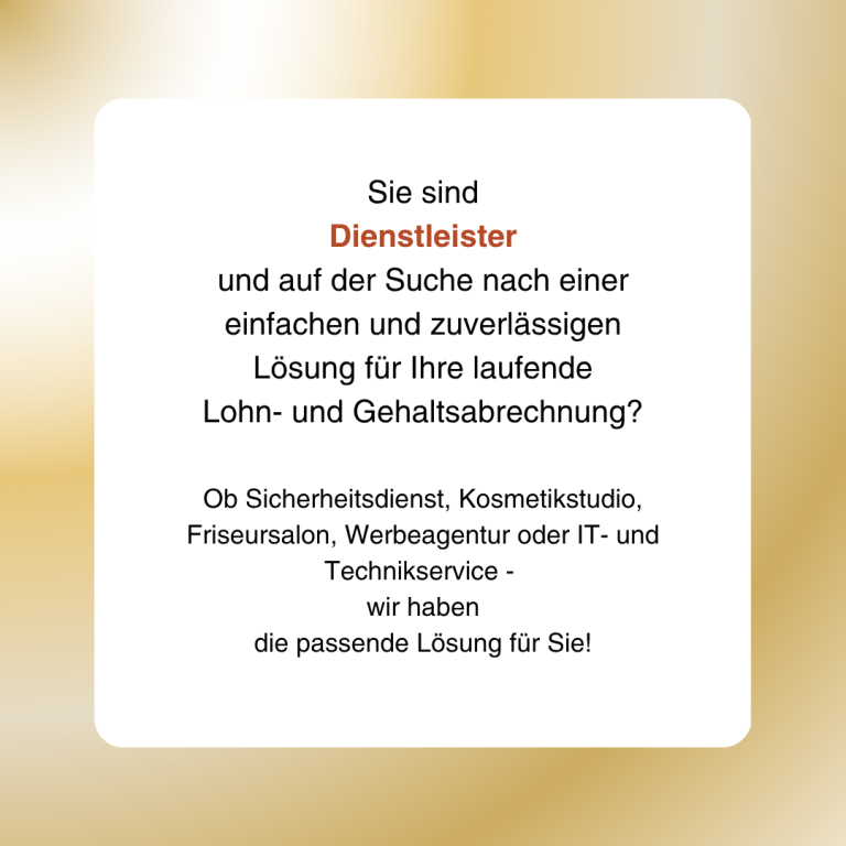 Text auf einem hellen Hintergrund, der Dienstleistungen und Lösungen für Lohn- und Gehaltsabrechnung anbietet.